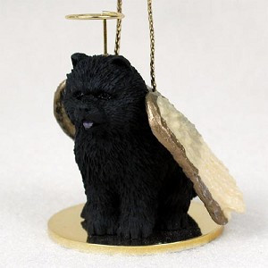 Black Chow Dog Angel Hanging Ornament – Hand-Painted Resin