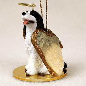 Liver & White Springer Spaniel Dog Angel Hanging Ornament – Hand-Painted Resin