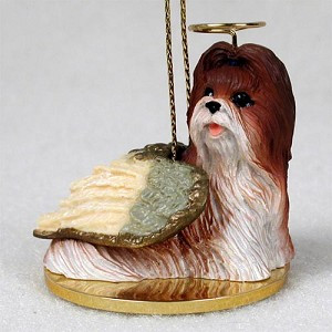 Tan Shih Tzu Dog Angel Hanging Ornament – Hand-Painted Resin