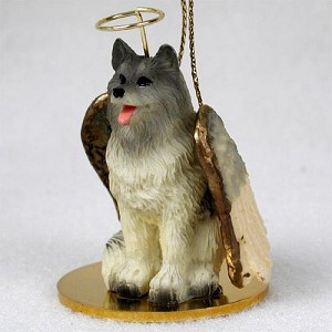 Keeshond Dog Angel Hanging Ornament – Hand-Painted Resin