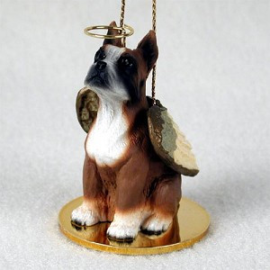 Brown Boxer Dog Angel Hanging Ornament – Hand-Painted Resin