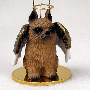 Red Brussels Griffon Dog Angel Hanging Ornament – Hand-Painted Resin