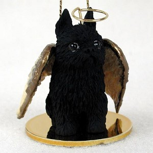 Black Brussels Griffon Dog Angel Hanging Ornament – Hand-Painted Resin