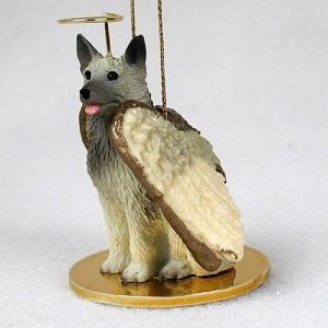 Norwegian Elkhound Dog Angel Hanging Ornament – Hand-Painted Resin