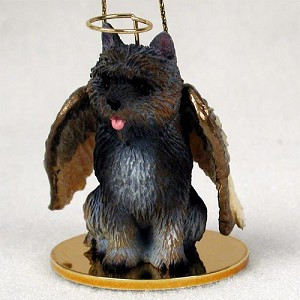 Brindle Cairn Terrier Dog Angel Hanging Ornament – Hand-Painted Resin