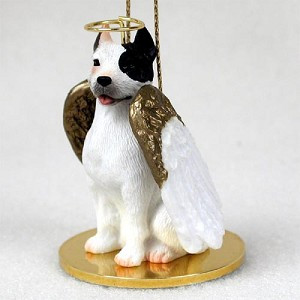 White Pit Bull Terrier Dog Angel Hanging Ornament – Hand-Painted Resin