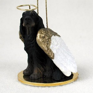 Black Gordon Setter Dog Angel Hanging Ornament – Hand-Painted Resin