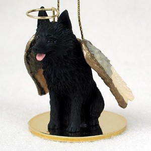 Schipperke Dog Angel Hanging Ornament – Hand-Painted Resin
