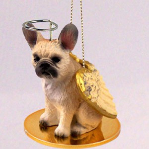 Fawn French Bulldog Angel Hanging Ornament – Hand-Painted Resin
