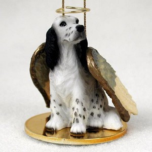 Blue Belton English Setter Dog Angel Hanging Ornament – Hand-Painted Resin