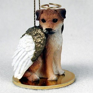 Border Terrier Dog Angel Hanging Ornament – Hand-Painted Resin