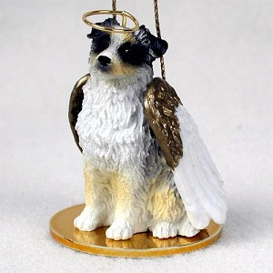 Blue Australian Shepherd Dog Angel Hanging Ornament – Hand-Painted Resin