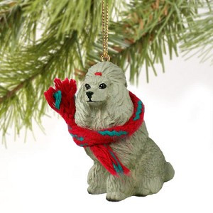 Gray Poodle Dog Christmas Tree Ornament – Hand-Painted – Conversation Concepts