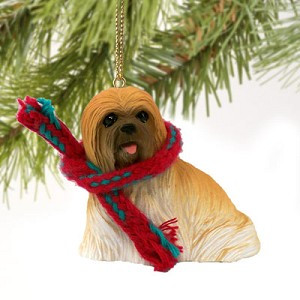 Brown Lhasa Apso Dog Christmas Tree Ornament – Hand-Painted