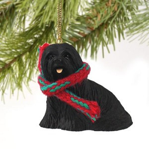 Black Lhasa Apso Dog Christmas Tree Ornament – Hand-Painted