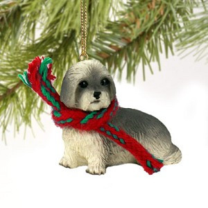 Gray Sport Cut Lhasa Apso Dog Christmas Ornament – Hand-Painted