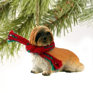 Brown Sport Cut Lhasa Apso Dog Christmas Ornament – Hand-Painted