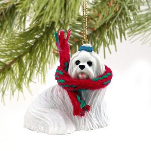 Original Maltese Dog Christmas Tree Ornament – Hand-Painted