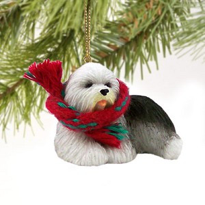 Old English Sheepdog Christmas Tree Ornament – Hand-Painted