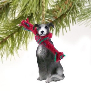 Blue White Greyhound Dog Christmas Ornament – Hand-Painted
