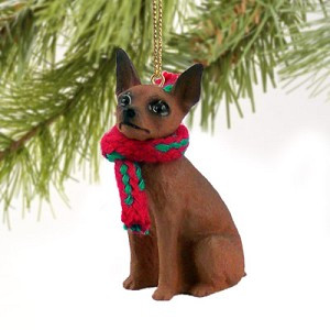 Red & Brown Miniature Pinscher Dog Christmas Ornament – Hand-Painted