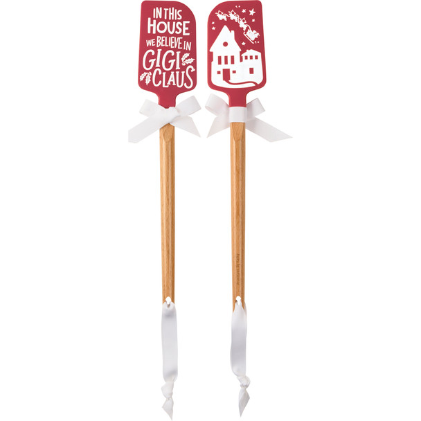 In This House We Believe In Gigi Claus - Double Sided Red & White Silicone Spatula - Christmas Collection from Primitives by Kathy
