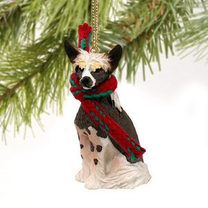Chinese Crested Dog Christmas Tree Ornament – Hand-Painted