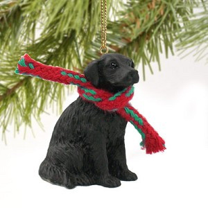 Black Flat Coated Retriever Dog Christmas Ornament – Hand-Painted