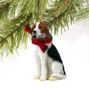 Tricolor American Foxhound Dog Hanging Ornament – Hand-Painted