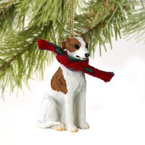 Brindle & White Whippet Dog Christmas Ornament – Hand-Painted