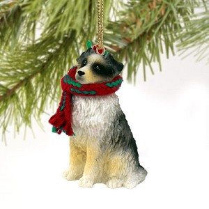 Blue Australian Shepherd Dog Christmas Ornament – Hand-Painted