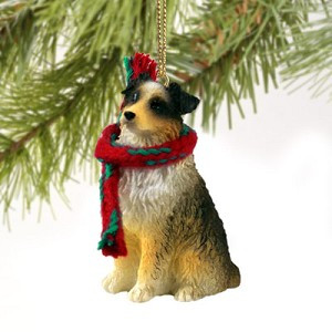 Brown Docked Tail Australian Shepherd Dog Christmas Ornament – Hand-Painted