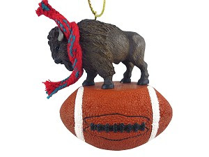 Buffalo on Football Hanging Ornament – Hand-Painted Stone Resin