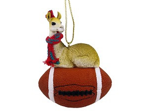 Llama on Football Christmas Ornament – Hand-Painted Stone Resin
