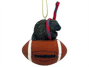 Porcupine on Football Christmas Ornament – Hand-Painted Stone Resin