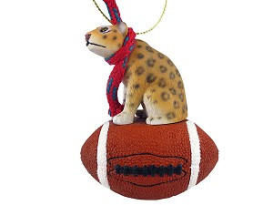 Jaguar on Football Hanging Ornament – Hand-Painted Stone Resin