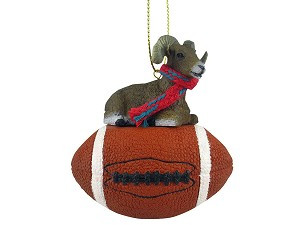 Big Horn Sheep on Football Hanging Ornament – Hand-Painted Stone Resin