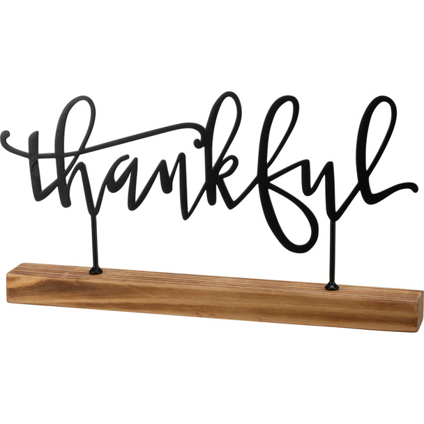 Metal Word Art Decorative Sign - Thankful - 12 In x 6.5 In from Primitives by Kathy