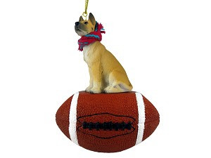 Fawn Great Dane Dog on Football Hanging Ornament – Hand-Painted Stone Resin