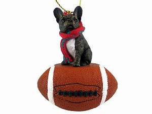 French Bulldog on Football Hanging Ornament – Hand-Painted Stone Resin