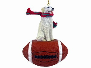 Kuvasz Dog on Football Christmas Ornament – Hand-Painted Stone Resin