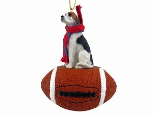 American Foxhound Dog on Football Christmas Ornament – Hand-Painted Stone Resin