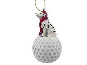 Dalmatian Dog on Golf Ball Hanging Ornament – Hand-Painted Stone Resin