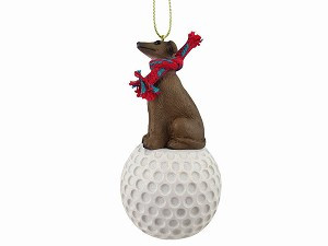 Italian Greyhound Dog on Golf Ball Christmas Ornament – Hand-Painted Stone Resin