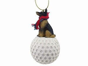 Belgian Tervuren Dog on Golf Ball Christmas Ornament – Hand-Painted Stone Resin