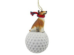 Smooth Coat Collie Dog on Golf Ball Christmas Ornament – Hand-Painted Stone Resin