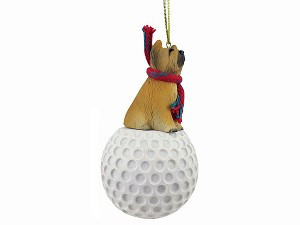 Briard Dog on Golf Ball Christmas Ornament – Hand-Painted Stone Resin
