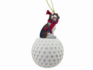 Beagle Dog on Golf Ball Hanging Ornament – Hand-Painted Stone Resin