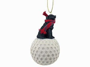 Newfoundland Dog on Golf Ball Christmas Ornament – Hand-Painted Stone Resin