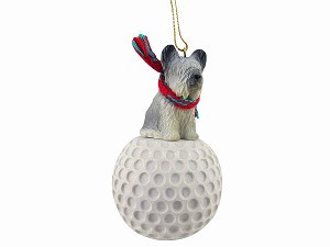Skye Terrier Dog on Golf Ball Hanging Ornament – Hand-Painted Stone Resin